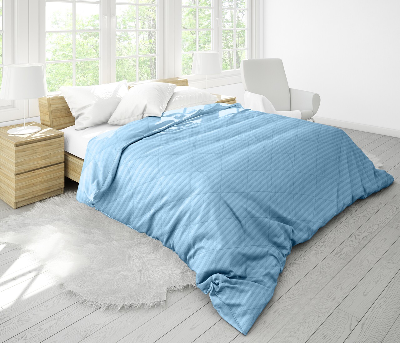 Pilota Alcam Damasc Bleu Ciel 140x200 cm, umplutura cu bambus, 300 g/mp - imagine 6